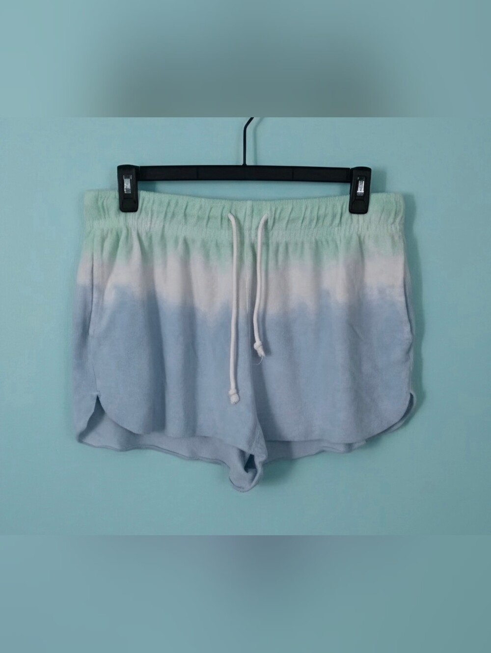 Tie-Dye Pastel Drawstring Lounge Shorts - Mint & Light Blue